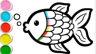 Fish drawing painting and colouring for kids and Toddler||