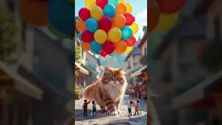 🌟 The Adventures of a Giant Orange Puffy Cat 🐱✨ #cat #miniaturelife #funnycats #tinypeople #giantcat