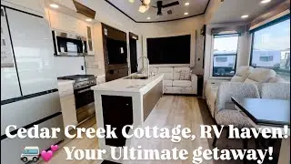 RV Tour Cedar Creek Cottage 40CDL | Luxury 2-Story Front Living, 3 Bedrooms, Theater Seats & More!