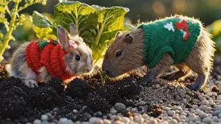 Christmas Garden Harvest 🌱🐰 | Tiny Rabbit & Capybara in a Miniature World