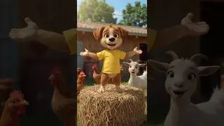 Happy Farm Puppy Sings on a Haystack! 🐶🌾🎶 #Shorts