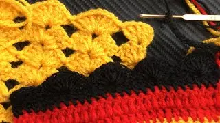 Einfaches Muschelmuster h&auml;keln. Muschelborte h&auml;keln