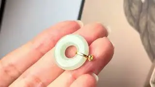A-Grade Natural Light Green Jadeite Ancient Coin Donut Pendant No.172635