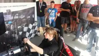 Professional racing driver Ronja Assmann tests Motorsport Simulator.