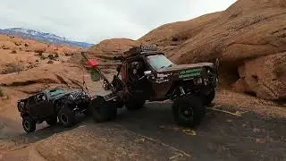 Rory Irish towing Jeep up Moab hills
