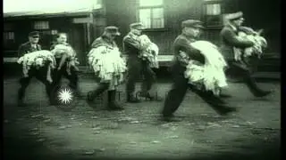 Daily routine of captured German Generals at a US-operated prison camp in Germany...HD Stock Footage