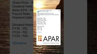 Apar Industries Ltd has recommended a Final Dividend for FY25. #BreakingNews #StockMarket #Dividend