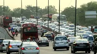 Heavy traffic on ring road in south Delhi