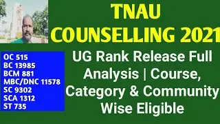 TNAU Rank Release Full Analysis | Course, Category & Community Wise | UG/DIPLOMA