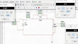 1 وصل المقاومات على التسلسل series circuit in Multisim / simulation of series resistors circuit