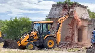 JCB 3DX Demolishing ancient Strong water tank Constructed of bricks and lime palm juice | Backhoes