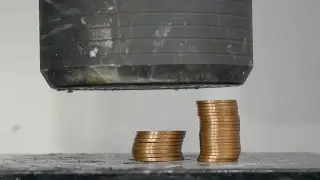 Crushing Coins with Hydraulic Press