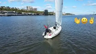 Hoboken sailboat on the Hudson River
