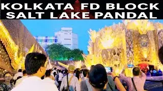 🌆 Kolkata FD Block Salt Lake Durga Puja 2025 | Full Pandal Tour, Theme & Lighting Vlog 🎉