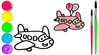 How To Draw  cute Airplane Drawing, Painting & water Coloring For Kids and Toddlers_🌈🎨