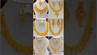 Lightweight gold bridal necklace set designs #goldjewellery #necklace #goldnecklaceset  #shorts