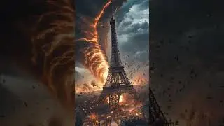 Massive Tornado Strikes Eiffel Tower 🌪️ A Hyper-Realistic Disaster Scene  #nature #weather #storm