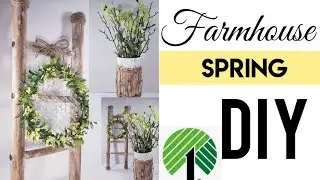 DOLLAR TREE DIYs ~ SPRING 2020 ~  RUSTIC FARMHOUSE DECOR ~WOODEN LADDER