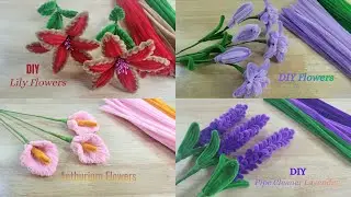 DIY Tutorial Flowers ! Easy to make 4 flowers to everyone. Handmade with pipe cleaner.
