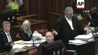 The chief defense lawyer challenged the analysis of a bullet-marked bathroom door during cross exami