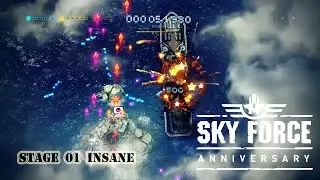 Sky Force Anniversary walkthrough stage 1 insane mode - Xbox one gameplay two players