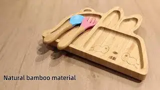 AIKSENT AC097 Eco-friendly bamboo toddler biodegradable strong suction plate tableware set for kids