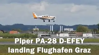 Piper PA-28 landing Flughafen Graz | D-EFEY