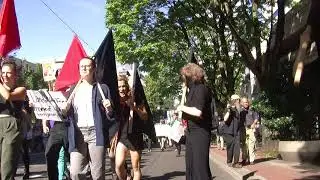 ANTIFA march blocks busses