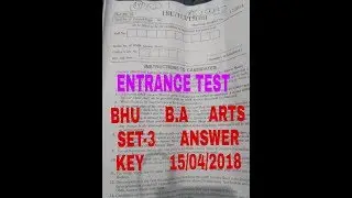 BHU B.A arts  set 3 answer key 15/04/2018