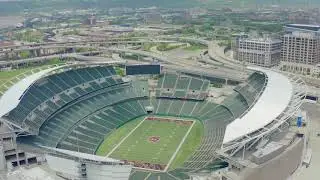 Cincinnati Bengals Football Stadium (Drone Flyover)