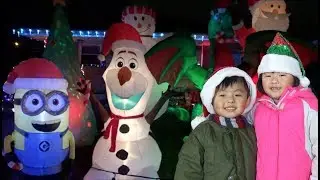 Kids Ride On Disney Frozen Sleigh Power Wheel to go see Christmas Lights in Wonderland