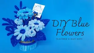 DIY Blue Fuzzy Wire Flower & Vase – Special Teacher’s Day Gift || Bunga Biru di Hari Guru