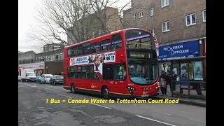 💖 Exploring London Bus Ride 1 🚌. 13km🚌 Canada Water Bus Station to Tottenham Court Road in London 💖💖