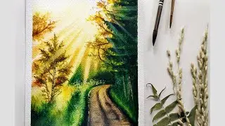 Watercolour painting of Sun rays