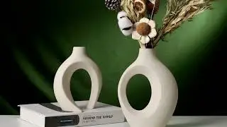 European White Ceramic Vase Set by Lux Loft | Home Decor | Vase