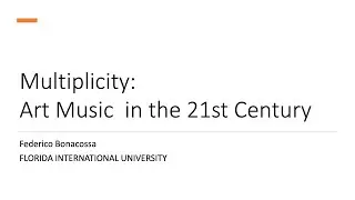 Multiplicity: Art Music  in the 21st Century (Federico Bonacossa)