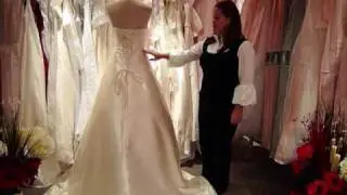 Satin A-Line Strapless Embroidery  Wedding Dress Wedding Gown by Ring #HA2434