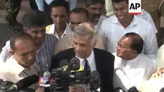 President-elect Sirisena leaves Election Commissioner after being declared the winner