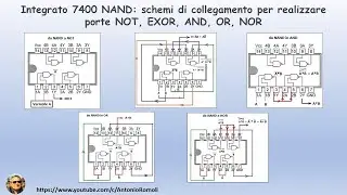 Elettronica circuito integrato 7400 porte NAND per ottenere porte logiche OR, NOR, AND, NOT, EXOR