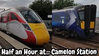 Half an Hour at (430) - Camelon Railway Station 01.08.2023 - Falkirk Scotrail LNER Azuma trains