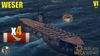 Weser 4 Kills & 50k Damage | World of Warships Gameplay