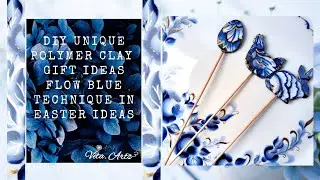 Polymer clay in Flow Blue technique. Easter decorations