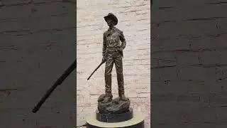 Bronze Cowboy with Rifle Statue - Western Sculpture Decor GTS-292