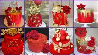 BEAUTIFUL RED & GOLD CAKE DECORATING IDEAS || Latest Red and Gold Cake Design