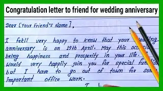 Congratulation letter to friend for wedding anniversary | Easy & Short English congratulation letter
