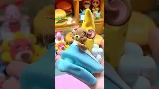 Jerry with clay sleeping on cheese moon #diy#clayart #clay#handmade #creativeclay#claytutorial #art