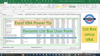 Dynamic List Box using Excel VBA - Setup and VBA