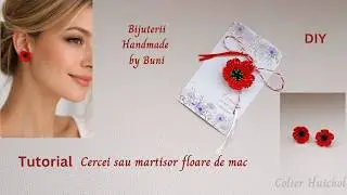 Tutorial cercei sau martisor floare de mac din margele / beaded  poppy Flower 3D earrings