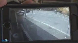 Surveillance video of LRPD cruiser crashing into downtown catering company