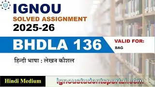 IGNOU  BHDLA 136 Solved Assignment 2025-2026 | Hindi Medium | Download PDF | IGNOU Students Portal